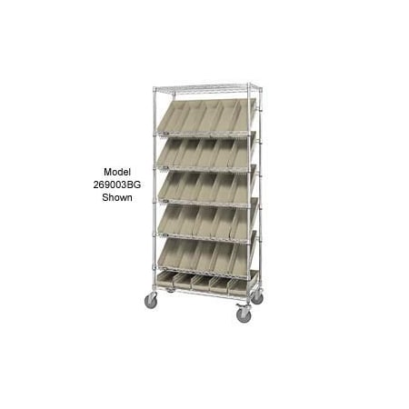 Global Industrial Easy Access Slant Shelf Chrome Wire Cart 18 4inH Shelf Bins Ivory 36Lx18Wx74H 269005BG